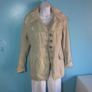 Creenstone Beige Jacket Size 36 Fits XS Button and Zip Front